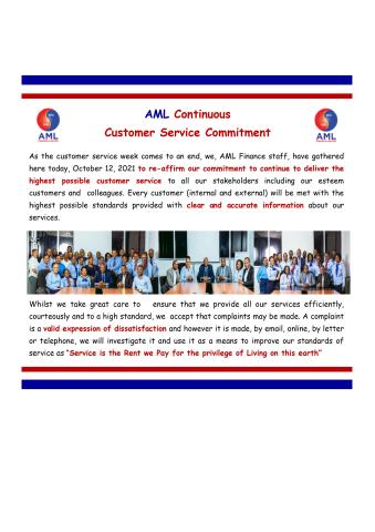 AML Customer Service Commitment