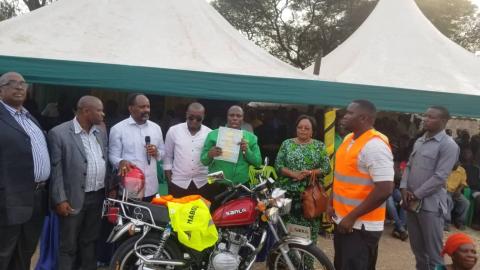 Maboto company gives a motorcycle to a boda boda driver