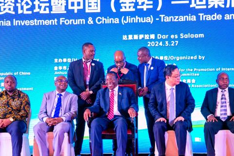 A photo  with Hon. Dr. Phillip Mpango Vice President of the URT during China-Tanzania Investment Forum
